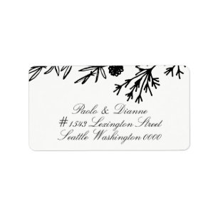 Hand Drawn Botanical Leaves Wedding Address Label