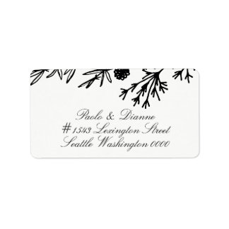 Hand Drawn Botanical Leaves Wedding Address Label