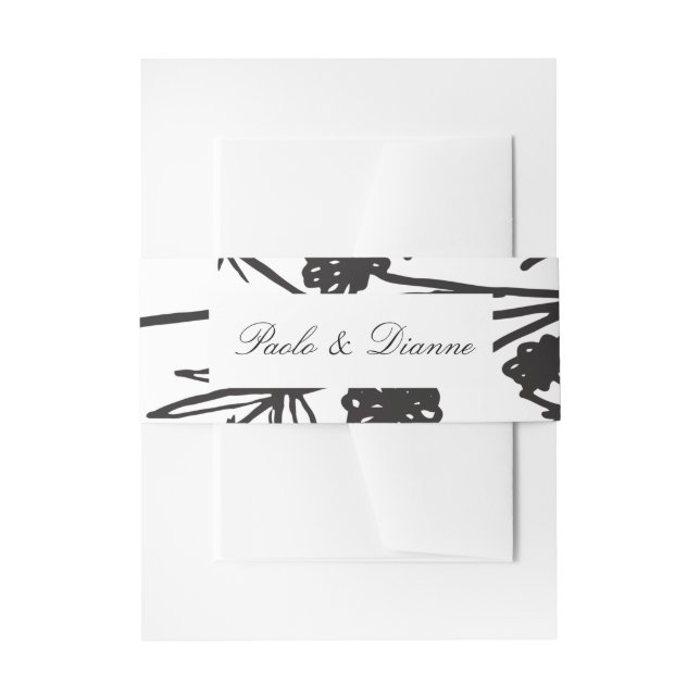 Hand Drawn Botanical Leaves Wedding Belly Band Invitation Belly Band (Front Example)