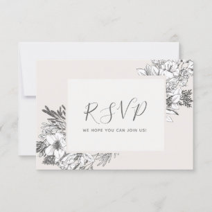 HAND-DRAWN BOTANICAL Stylish Modern Blush Floral Invitation