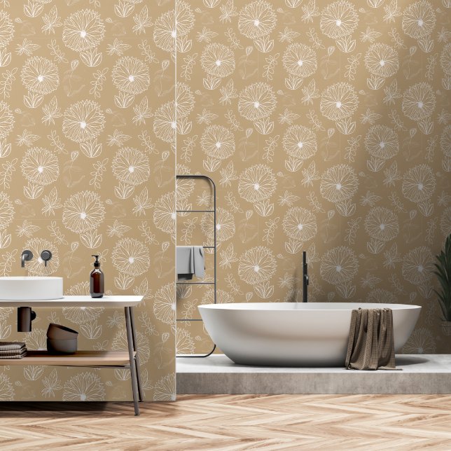 Hand Drawn Bouquet Wallpaper (Bathroom)