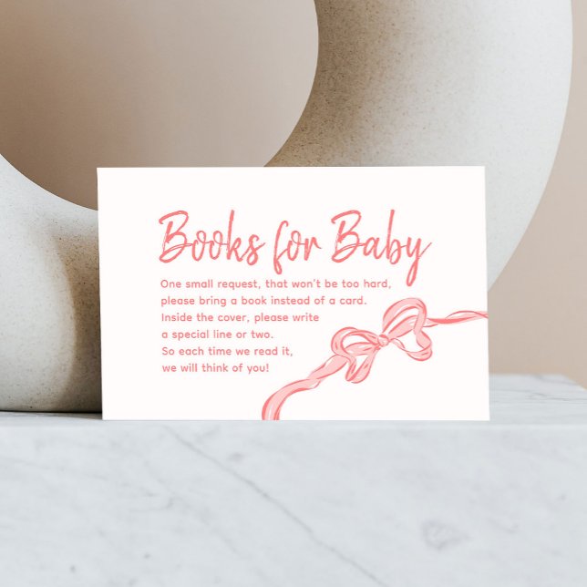 Hand Drawn Bow Baby Shower Books for Baby Card (Creator Uploaded)