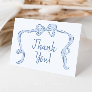 Hand Drawn Bow Boy Baby Shower Thank You Card