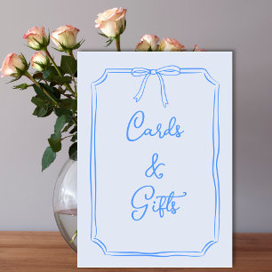 Hand Drawn Bow Coquette Blue Cards and Gifts Sign