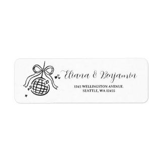 Hand Drawn Bow Disco Ball Return Return Address