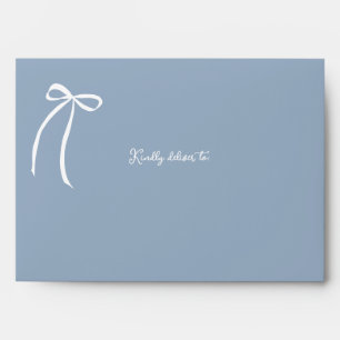 Hand drawn Bow Dusty Blue Wedding Envelope