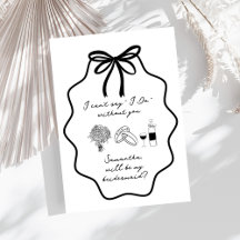 Hand Drawn Bow Floral Bridesmaid Proposal