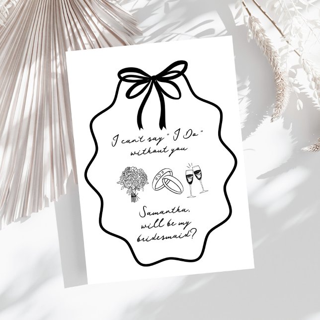 Hand Drawn Bow Floral Bridesmaid Proposal Invitation (Creator Uploaded)