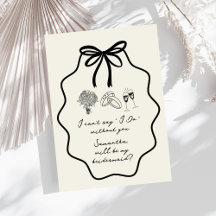 Hand Drawn Bow Floral Bridesmaid Proposal