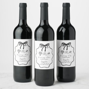 Hand Drawn Bow Floral Maid of Honour Proposal Wine Label