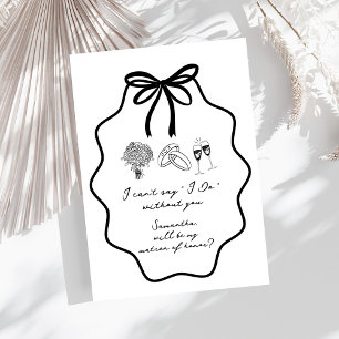 Hand Drawn Bow Floral Matron of Honour Proposal Invitation