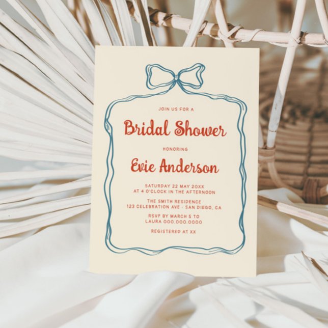 Hand Drawn Bow Frame Bridal Shower  Invitation (Creator Uploaded)