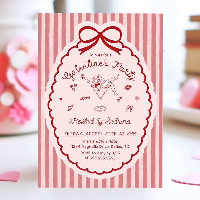 Hand Drawn Bow Galentine's Day Invitation (Creator Uploaded)
