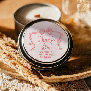 Hand Drawn Bow Girl Baby Shower Favour Stickers