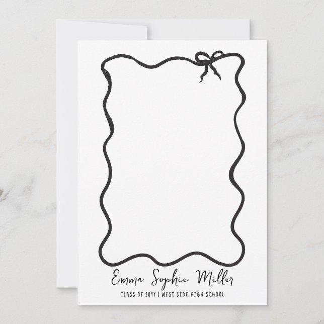 Hand drawn bow Graduation Announcement (Back)