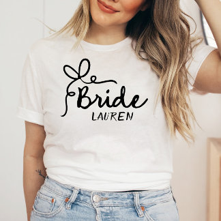 Hand Drawn Bow Personalised Bride Shirt