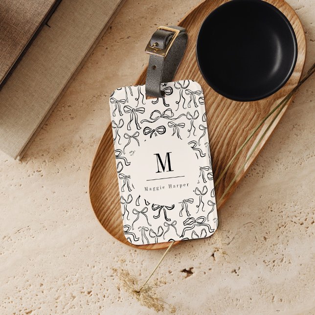 Hand Drawn Bow Personalised Luggage Tag (Creator Uploaded)