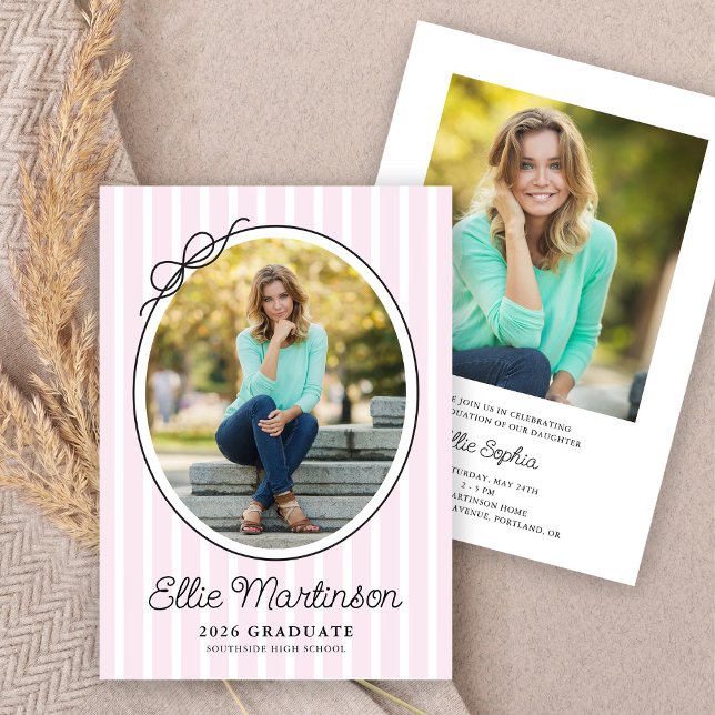 Hand Drawn Bow Photo Graduation Party Invitation (Creator Uploaded)