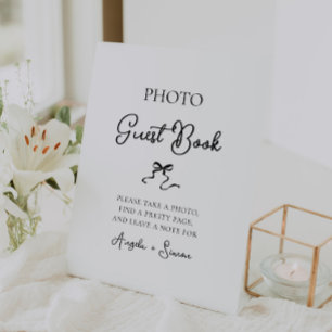 Hand drawn Bow Photo Guest Book Pedestal Sign