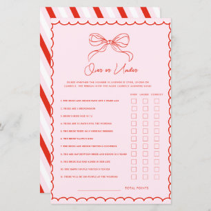 Hand Drawn Bow Red & Pink Over or Under Xmas Game