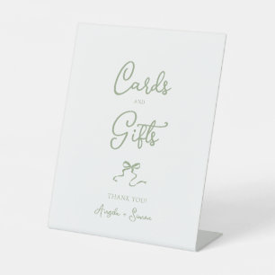 Hand drawn Bow Sage Green Cards and Gifts Pedestal Sign