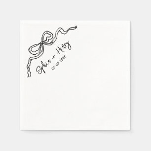 Hand Drawn Bow Simple Cocktail Wedding Napkin
