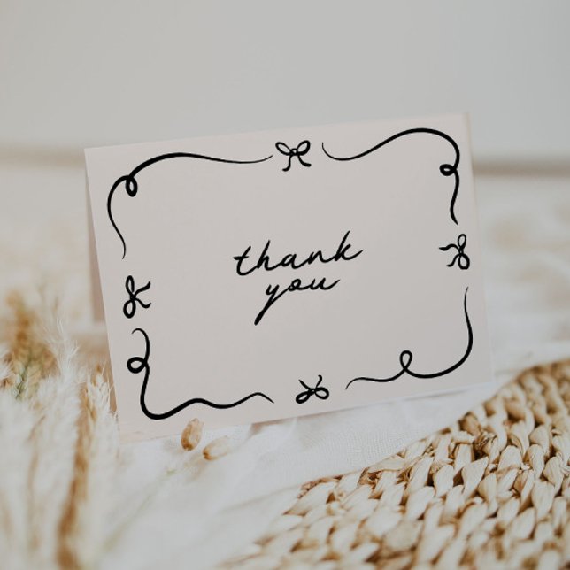 Hand Drawn Bow Thank You Card (Creator Uploaded)
