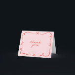 Hand Drawn Bow Thank You Card<br><div class="desc">This hand drawn thank you card template featuring cute hand drawn elements and a retro themed font pairing. Edit all wording and colours to make this invitation card fit your own personal style   event theme.</div>