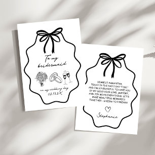 Hand Drawn Bow To My Bridemaid On My Wedding Day Invitation