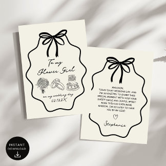 Hand Drawn Bow To My Flower Girl On My Wedding Invitation