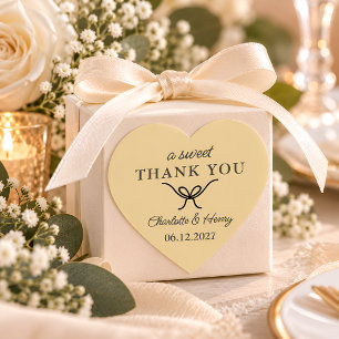 Hand Drawn Bow Wedding Thank You Heart Sticker