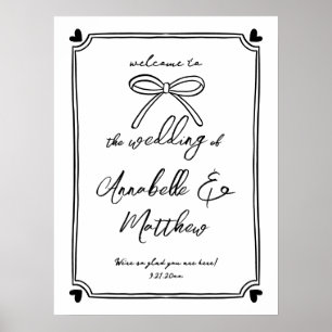 Hand Drawn Bow Whimsical Wedding Welcome Sign