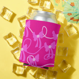 Hand-drawn Bows Pink Lovers Can Cooler