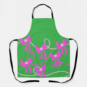 Hand-drawn Bows Pink  Yellow Lovers Apron