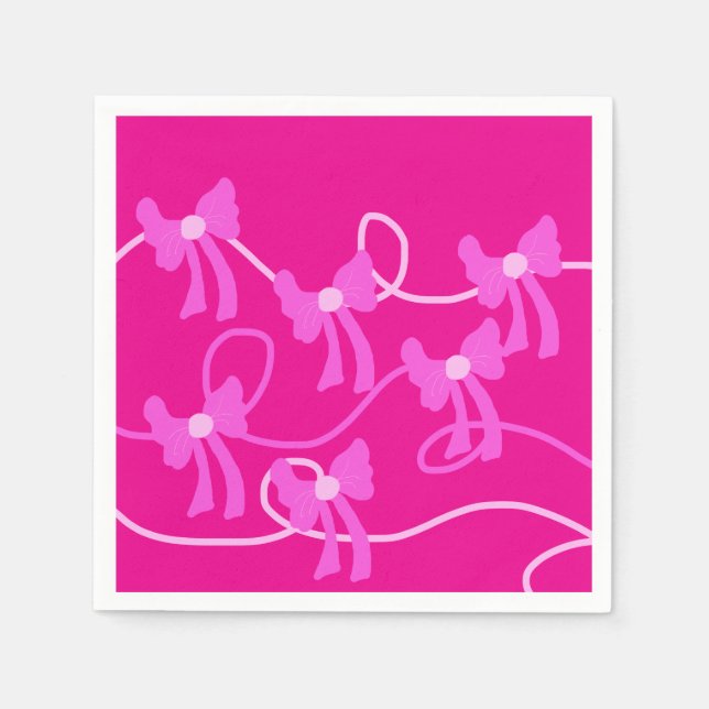 Hand-drawn Bows Pink  Yellow Lovers Napkin (Front)