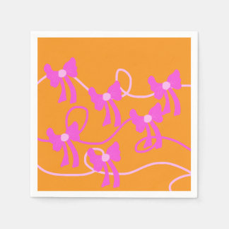 Hand-drawn Bows Pink Yellow Lovers Napkin