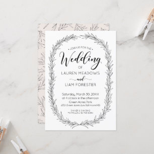 Hand Drawn Branch Frame Wedding Invitation