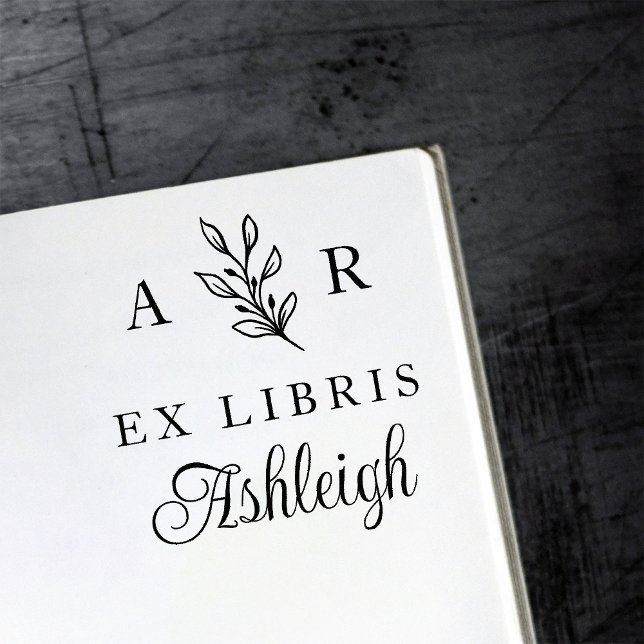 Hand-drawn Branch Initials Name Ex Libris Book Self-inking Stamp (Creator Uploaded)