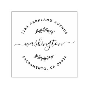 Hand-drawn Branch Script Family Return Address Self-inking Stamp