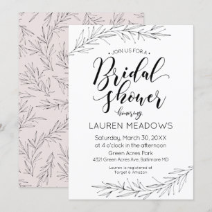 Hand Drawn Branches Bridal Shower Invitation