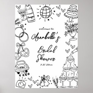 Hand Drawn Bridal Shower Welcome Sign