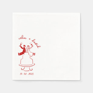 Hand Drawn Bride and Groom wadding Napkin