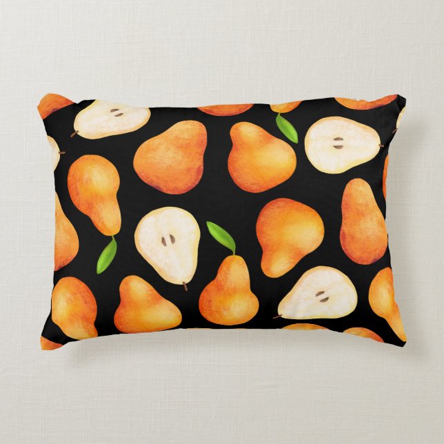Hand drawn bright fruits seamless pattern. Realist Decorative Cushion (Front)