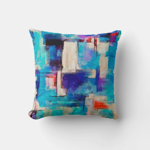 Hand drawn bright painting, background in impressi cushion