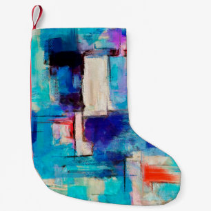 Hand drawn bright painting, background in impressi small christmas stocking