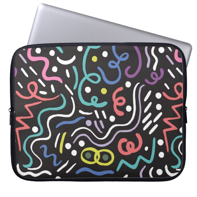 Hand drawn brush. Abstract pattern, zigzags, lines Laptop Sleeve (Front)