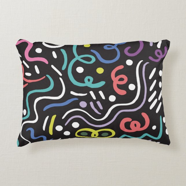 Hand-drawn brush pattern, zigzag lines. decorative cushion (Front)