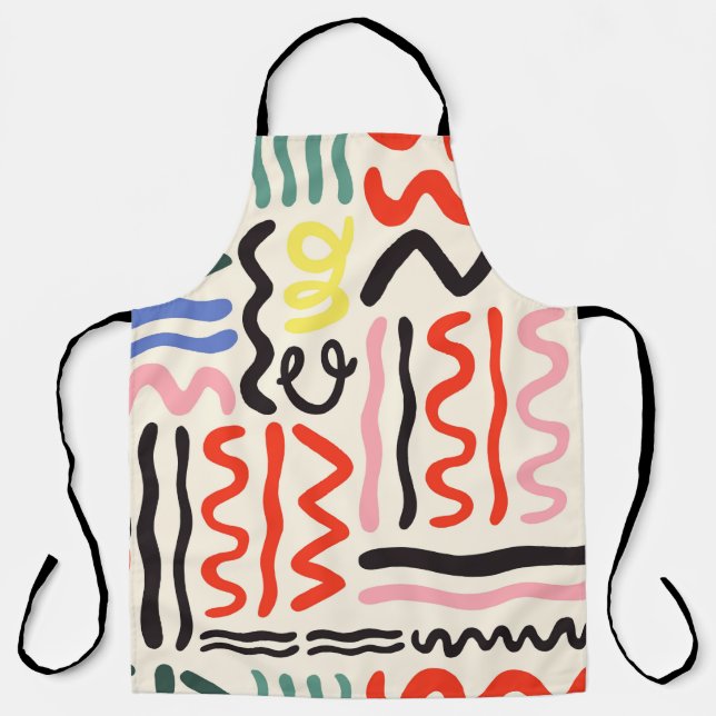 Hand drawn brush pattern, zigzags, lines and curve apron (Front)