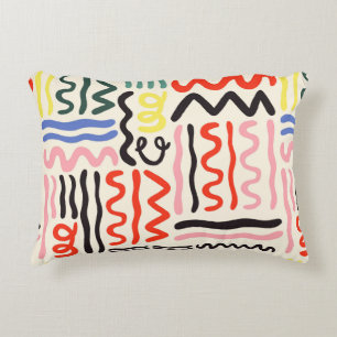 Hand drawn brush pattern, zigzags, lines and curve decorative cushion