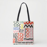 Hand drawn brush pattern, zigzags, lines and curve